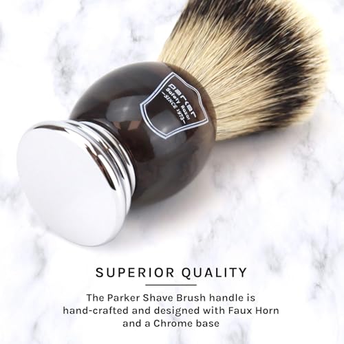 Parker 100% Silvertip Badger Shaving Brush with Faux Horn Handle