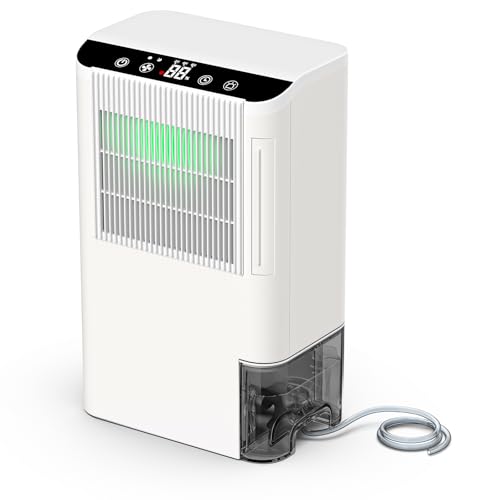 Onsekin Small Dehumidifier for Home & Basement, 2000 Sq.Ft, 2.5L Tank, Drain Hose, Sleep Mode