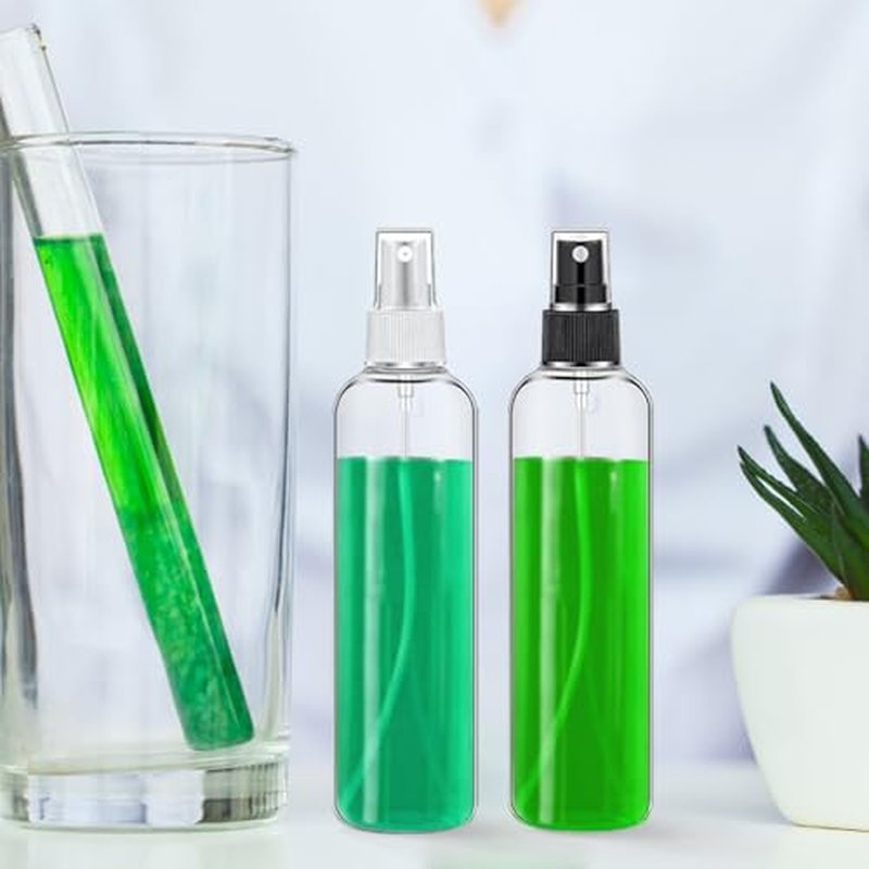 48 Pcs 8 oz Plastic Spray Bottles Refillable Mist Sprayer with Spray Cap Classic Fine Mist Spray Bottles Clear Empty Plastic Travel Bottles for Oils Travel Perfumes Essential (Black,White)