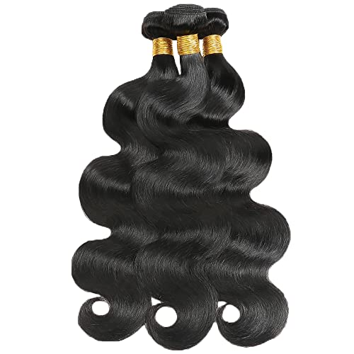 Brazilian Human Hair Bundles 14 Inch Body Wave Natural Black 3 Pack 150g