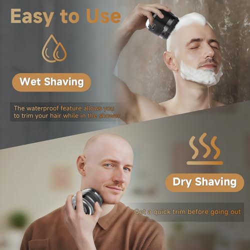 Electric Bald Head Shaver for Men Waterproof Rechargeable 7D Floating Head