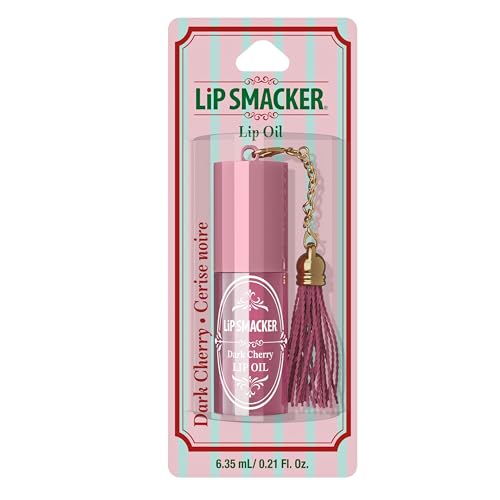 Lip Smacker Holiday Lip Oil, Nourishing Lip Treatment with Shine, Moisturizing Winter Lip Care, Holiday Gift & Stocking Stuffer - Dark Cherry (Pack of 2)
