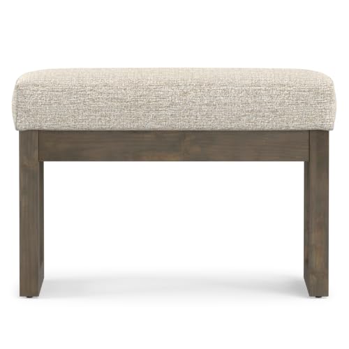 27-Inch Tweed Fabric Ottoman Bench - Platinum, Small Space-Saving Design