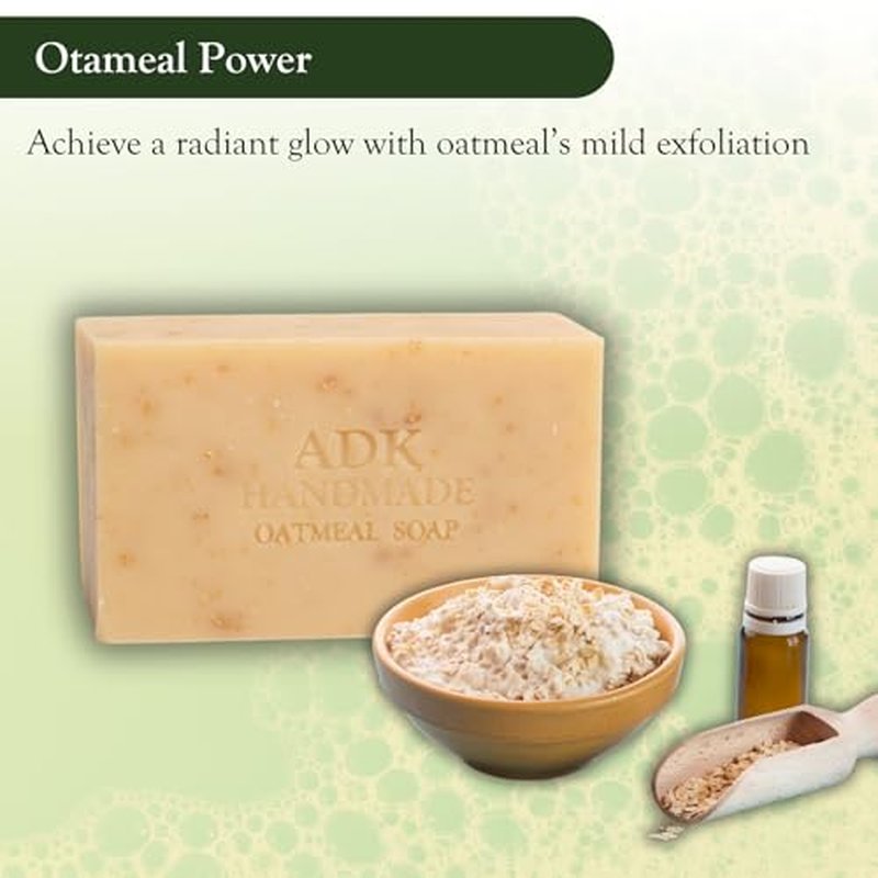 Adirondack Fragrance & Flavor Farm ADK Natural Oatmeal Soap Bar 16 oz., Handmade Vegan Olive Oil Body Soap for Dry and Sensitive Skin, Moisturising for Men, Women & Babies, Produced in the USA