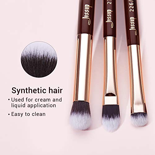 Jessup Professional Eye Makeup Brushes Set Natural-Synthetic 15pcs T284 with Foundation Brush SF001