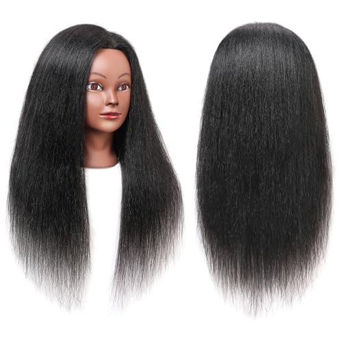 18 Inch Real Hair Mannequin Head for Hairdressing Training - Black