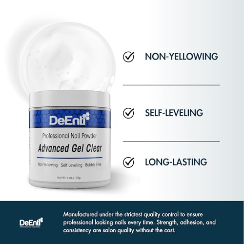 DeEnti Advanced Gel Clear Acrylic Nail Powder 4oz – Clear for Overlays & Extensions