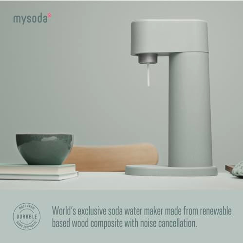 Mysoda Woody Carbonated Water Maker Sage Green - 1L Bottle, Eco-Friendly & Noise-Free