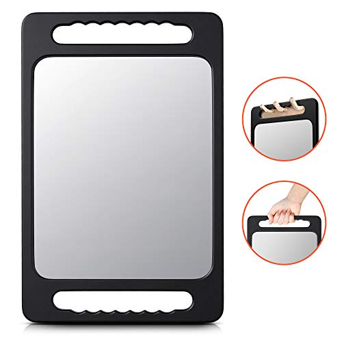 TASALON Unbreakable Double-Handle Hand Mirror with HD View, Black 15.8" x 10.2"
