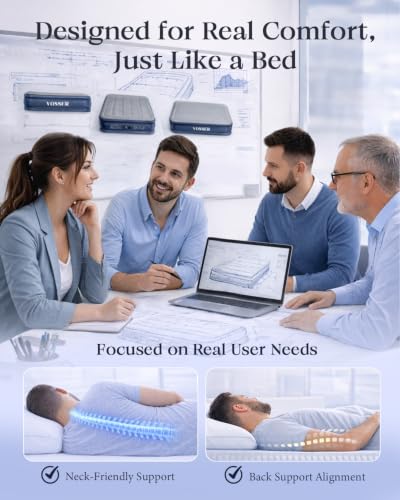 VOSSER Blue Queen Air Mattress with Built-in Pump, 13 Inch Support, Supports 800lb