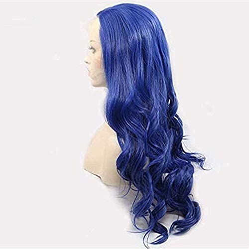 Dark Blue Lace Front Wigs for Women 24 Inch Curly Long Synthetic Heat-Resistant Hair