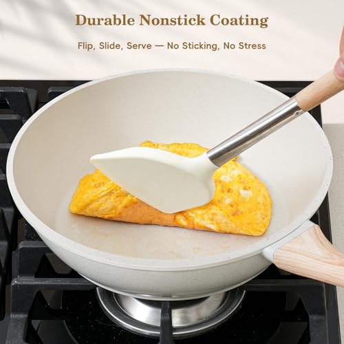 SODAY White Granite Non-Stick 12-Piece Cookware Set for Induction Stovetop