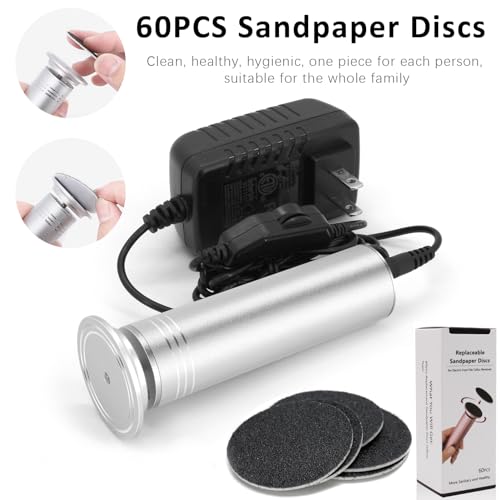 Electric Foot Callus Remover FCR-2 Silver with Adjustable Speed & 60 Sandpaper Discs