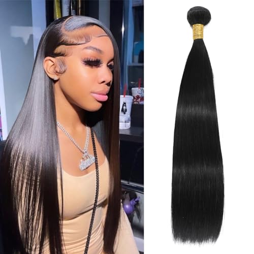 NROOEAY Brazilian Straight Human Hair Bundles 18 Inch Natural Black