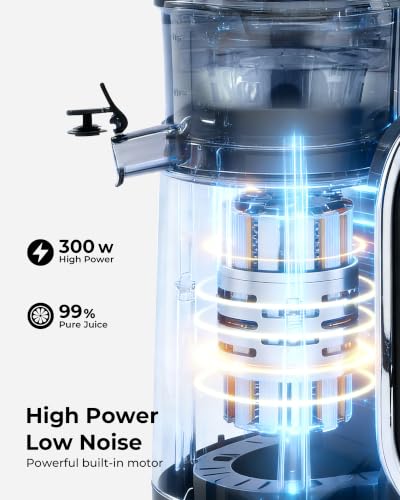 SUSTEAS Juicer Machine with 5.3-Inch Large Feed Chute - Silver Gray, High Juice Yield