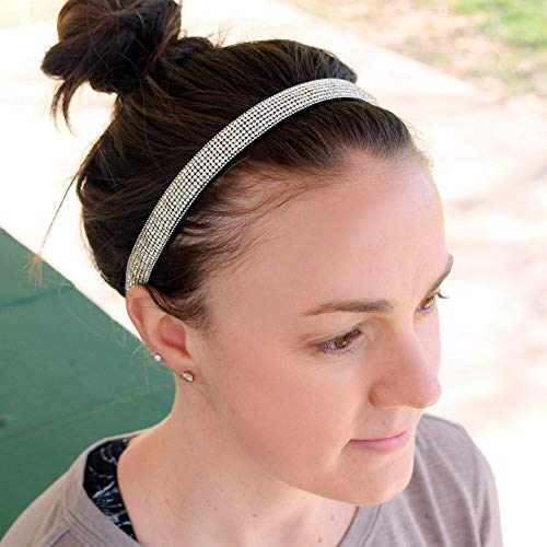 Sweaty Bands No-Slip Velvet-Lined Headband with Silver Bling for Women