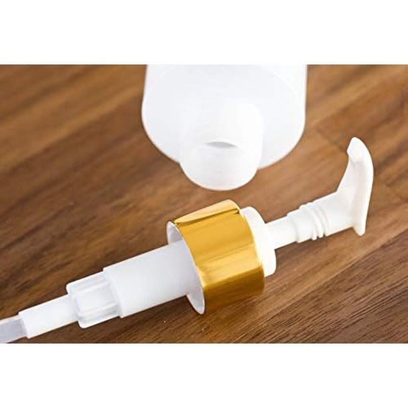 8 oz Clear Natural Refillable Plastic Squeeze Bottle with Gold Lotion Pump Dispenser (6 Pack)