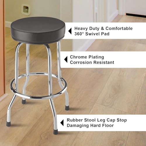 Swivel Bar Stool with Padded Seat and Chrome Legs for Garage, Shop or Home