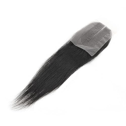 14-Inch Brazilian Virgin Human Hair Lace Closure Middle Part - Natural Black