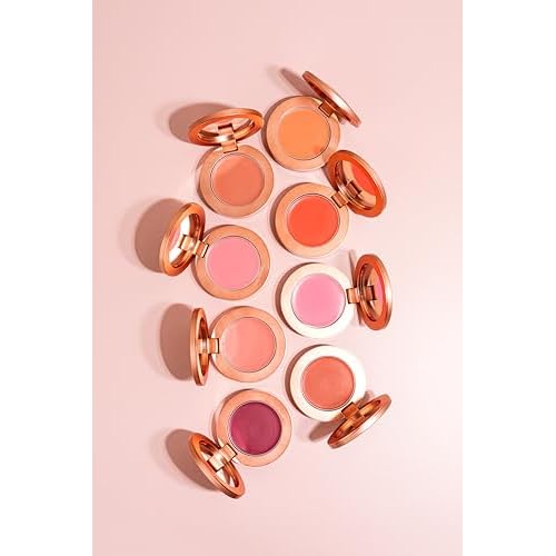 YENSA Super Serum Silk Cream Blush for Cheeks - Buildable Cheek Blush Formulated with Superfoods - Dewy Airbrushed Finish - Nourishing & Hydrating - Silky Cream Formula - Peach Sunset (0.21 oz)