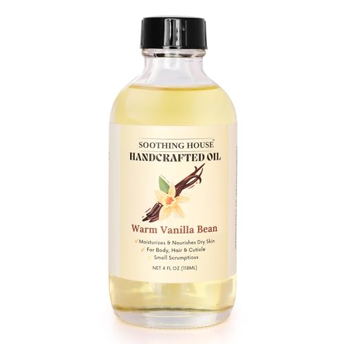 Warm Vanilla Bean Body Oil - Moisturizing Body Oil for Soft, Glowing Skin with Almond & Jojoba Oil (4 fl oz)