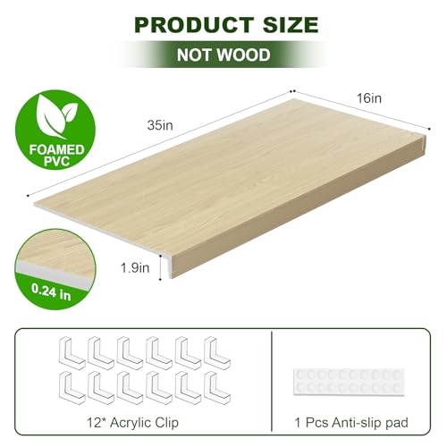 Wood Color PVC Wire Shelf Cover 35" W x 16" D - Pantry & Storage