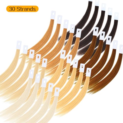 RINBOOOL Human Hair Swatches for Color Testing - 8 Inch, 6 Levels, 30 Pieces