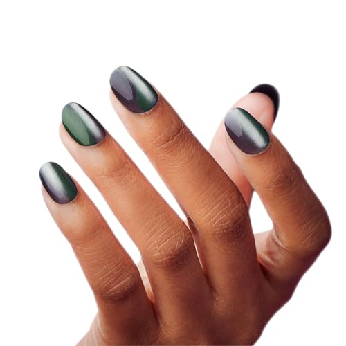 KISS Gel Fantasy, Press On Nails, Nail glue included, 'Dial Me', Gray, Short Size, Oval Shape, Includes 28 Nails, 2g glue, 1 Manicure Stick, 1 Mini File