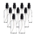 100ml Glass Spray Bottles Set with Fine Mist Nozzles - Refillable Travel Essential Oil Bottles - Transparent, 9 Pack