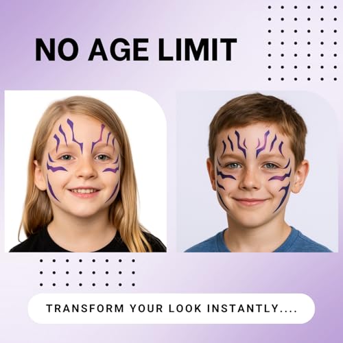 Purple Ombre Temporary Tattoos ? Realistic Waterproof Body Art for Cosplay, Halloween, and Party Makeup
