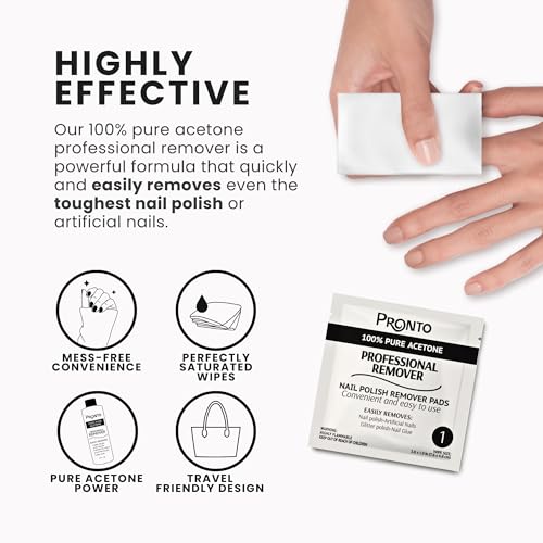 Nail Polish Remover Pads 10 Pack - Acetone Wipes for Salon & Home