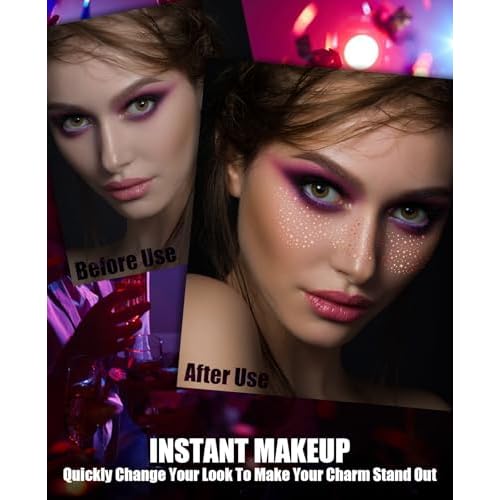 Glitter Freckles Face Tattoo,Rose Gold Face Glitter Makeup Speckles, Waterproof Rose Gold Speckles - Cute Glitter Makeup Accessories For Women - 8 Pcs