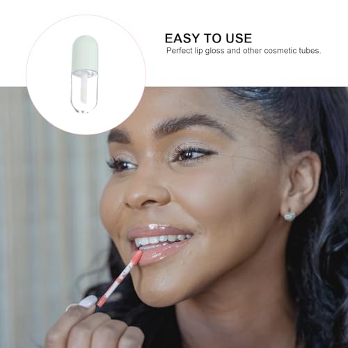 10 Pcs 5Ml Capsule Shaped Lip Gloss Empty Bottles Refillable Clear Plastic Lip Balm Tubes with Applicator Wands for Diy Makeup