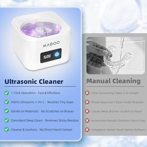 Ultrasonic Retainer Cleaner Machine 45kHz 200ML Dual Modes - White