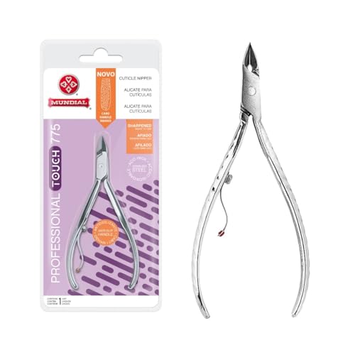 Professional Cuticle Nipper Mundial 775 - Brazilian Manicure Quality Full Jaw with Anti-Slip Handle Stainless Steel Trimmer Cutter for Fingernails and Toenails (Pack of 2)