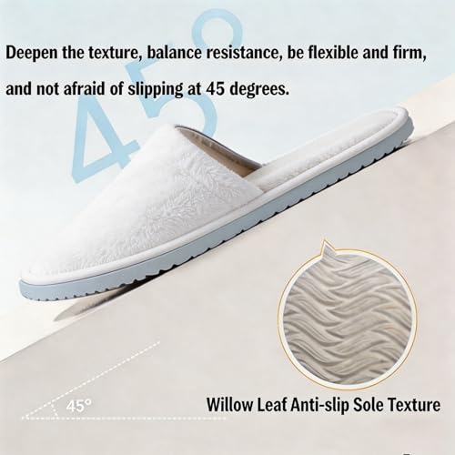White House Slippers for Guests - 10 Pairs Plush Disposable Non-Slip Sole