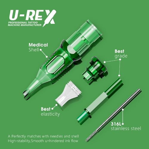 U-REX Tattoo Cartridges Needles-20Pcs #10 (5RM) Bugpin Curved Magnum Disposable Needles for Rotary Tattoo Machine Pen Gun(1005RM)