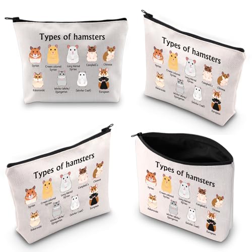 XYANFA Types Of Hamsters Makeup Bag Hamster Gifts For Hamster Lovers Hamster Mom Cosmetic Bag (Types of hamsters)