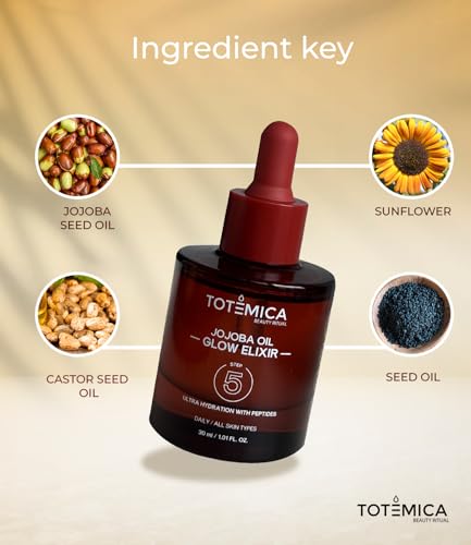 Organic Jojoba Face & Body Oil with Peptides - 1 Fl Oz Glow Elixir