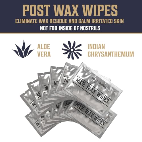 Viking Revolution Nose Hair Waxing Kit for Men - Quick Kit Men with 24 Wax Sticks - Nose Hair Wax Kit Includes Mustache Sticker Guard and Post-Wax Calming Wipes with Aloe Vera (3.5 oz)