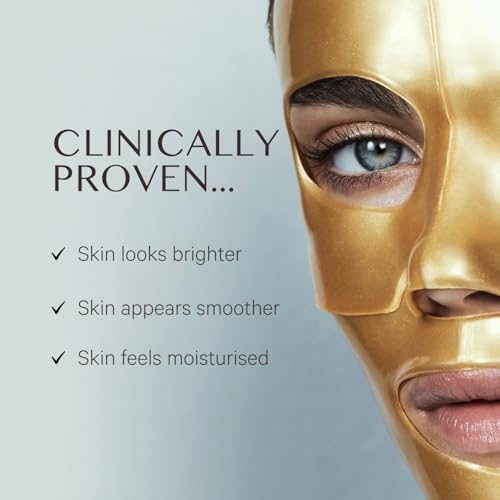 MZ SKIN Hydra-Lift Gold Face Mask - Niacinamide-Enhanced Hydrogel Treatment for Brightening Radiance, Restoring & Firmness, With Gold Nano Particles, Hyaluronic Acid, Vitamin C & Collagen