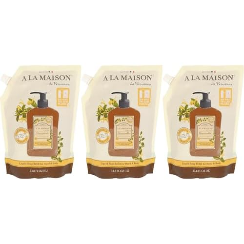 A LA MAISON Honeysuckle Natural Hand Wash Made with Essential Oils - Biodegradable, Plant-Based, Vegan, Cruelty-Free 33.8 Fl Oz, 3 Pack