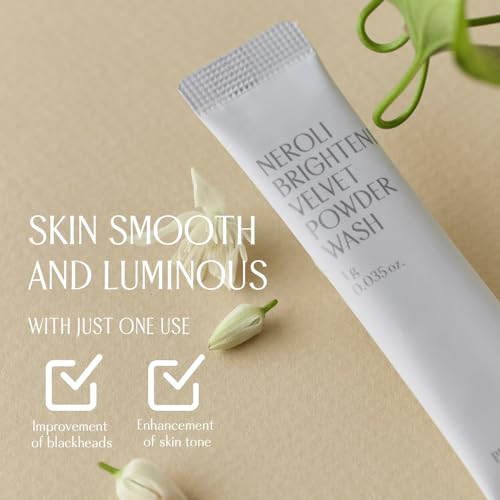 PINKWONDER Neroli Velvet Powder Wash (40EA), Neroli Extract and Enzyme Powder Face Cleansing, Mild Exfoliating, Hydrating and Glowing Skin, Travel Friendly, Korean Skincare