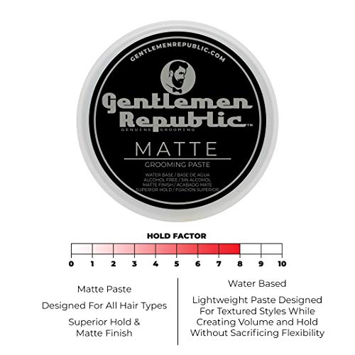 Men's Matte Hair Paste - Strong Hold, Water-Based, 8oz - Gentlemen Republic