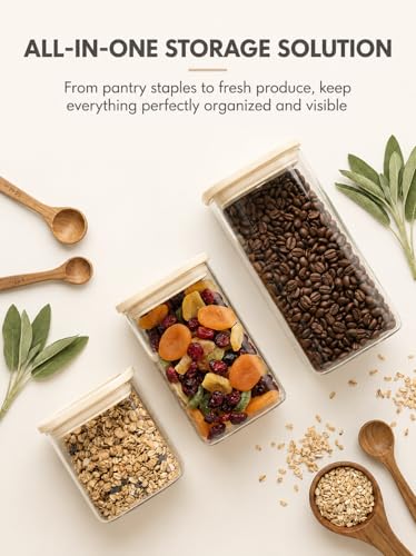 12-Pack Square Glass Food Storage Containers with Glass Lids - 24oz, 40oz, 53oz - Kitchen Pantry Organization