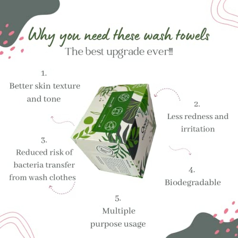 Biodegradable Face Towels, Makeup Remover, Non Toxic, Sensitive Skin Wash Cloth, 1 Count