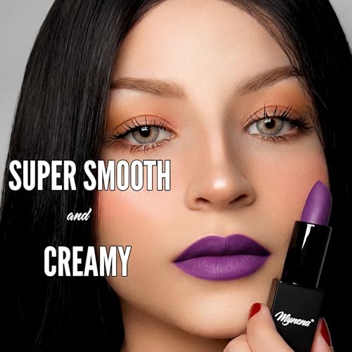Mynena Pearl Purple Matte Lipstick - High-Pigment Buildable Color with Vitamin E | Creamy, Longwear Soft Finish | Hydrating Formula for Sensitive Skin| Anastacia | Vitamin E, Long Lasting