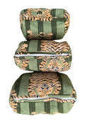 YILLE Quilted Toiletry Bags Set of 3 for Women - Dark Green Fat Tiger Travel Organizer