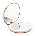 Fancii LED Lighted Travel Makeup Mirror, 1x/10x Magnification - Daylight LED, Compact, Portable, Large 5" Wide Illuminated Folding Mirror - Lumi (Rose Gold)