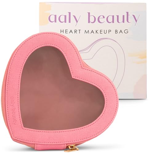 Aaly Beauty Heart Makeup Bag - Pink Cosmetic Organizer for Full-Size Makeup & Skincare